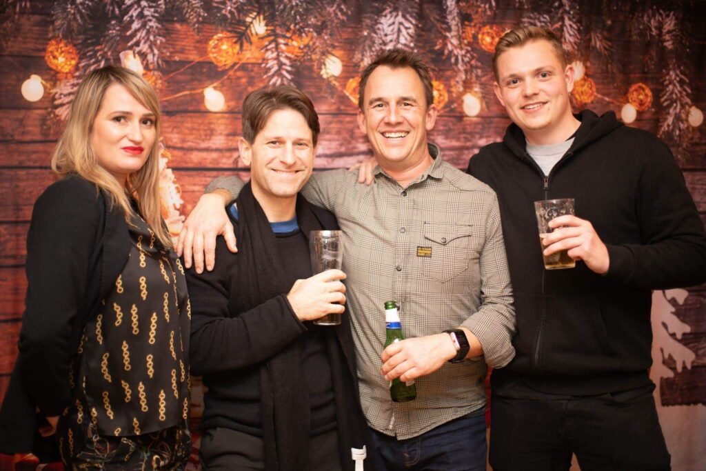 Brisk Agency team members including CEO Liam Chick (on the right) at a social event, showcasing the team spirit of this leading marketing and web design agency in London.
